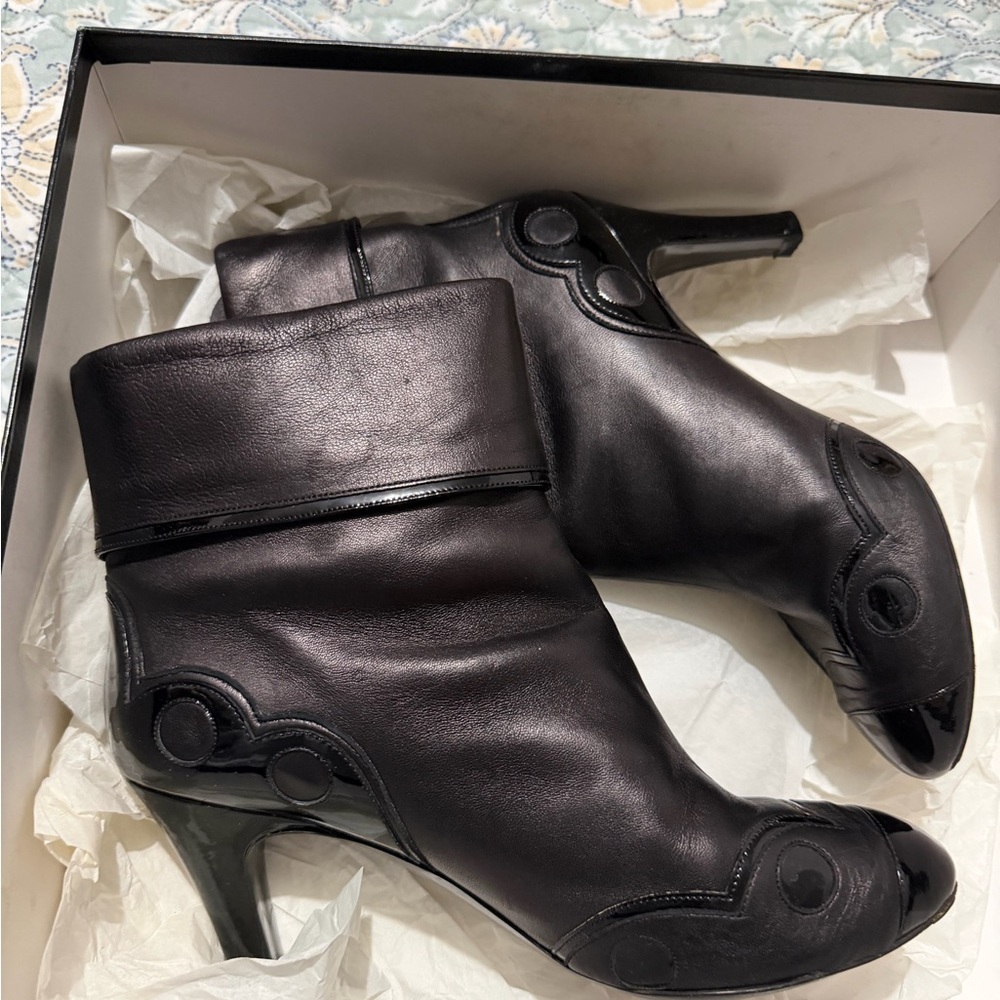 Vintage CHANEL Black Leather Booties